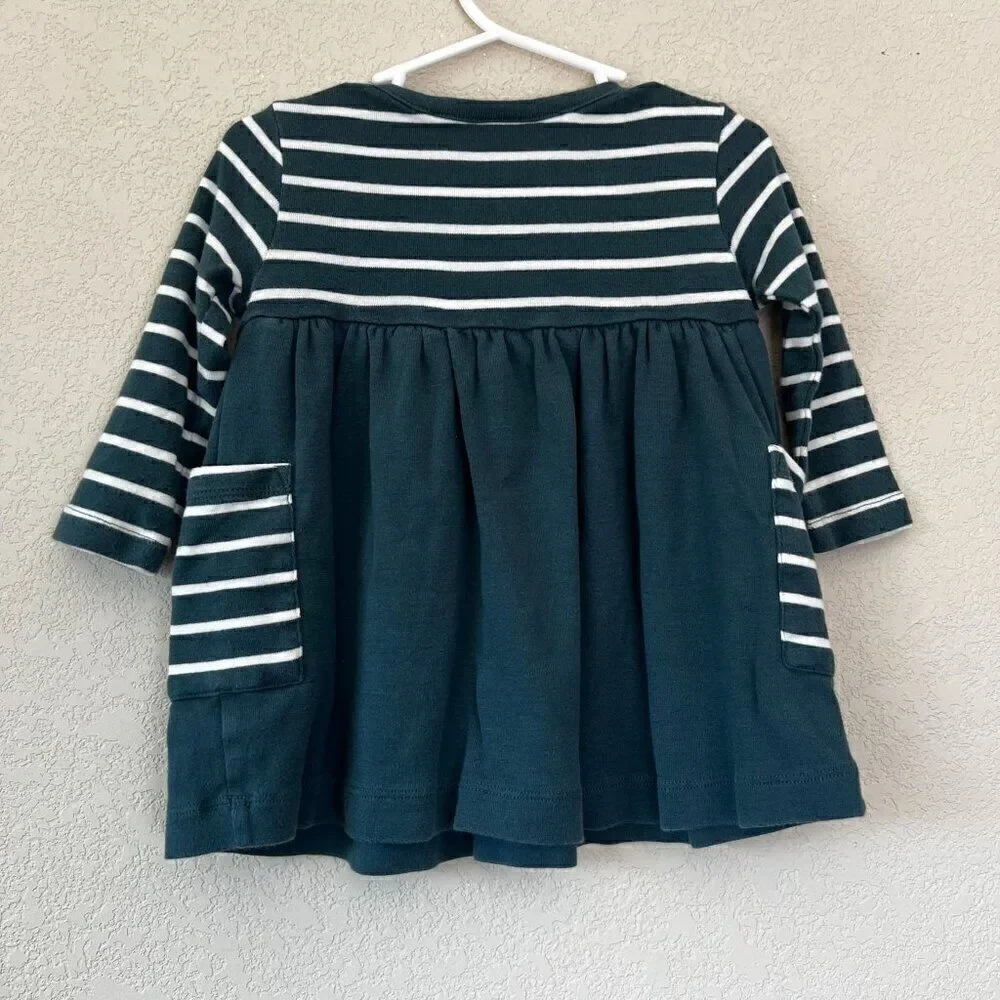 Hanna Andersson Striped Long Sleeve Dress With Pockets Size 12-18M